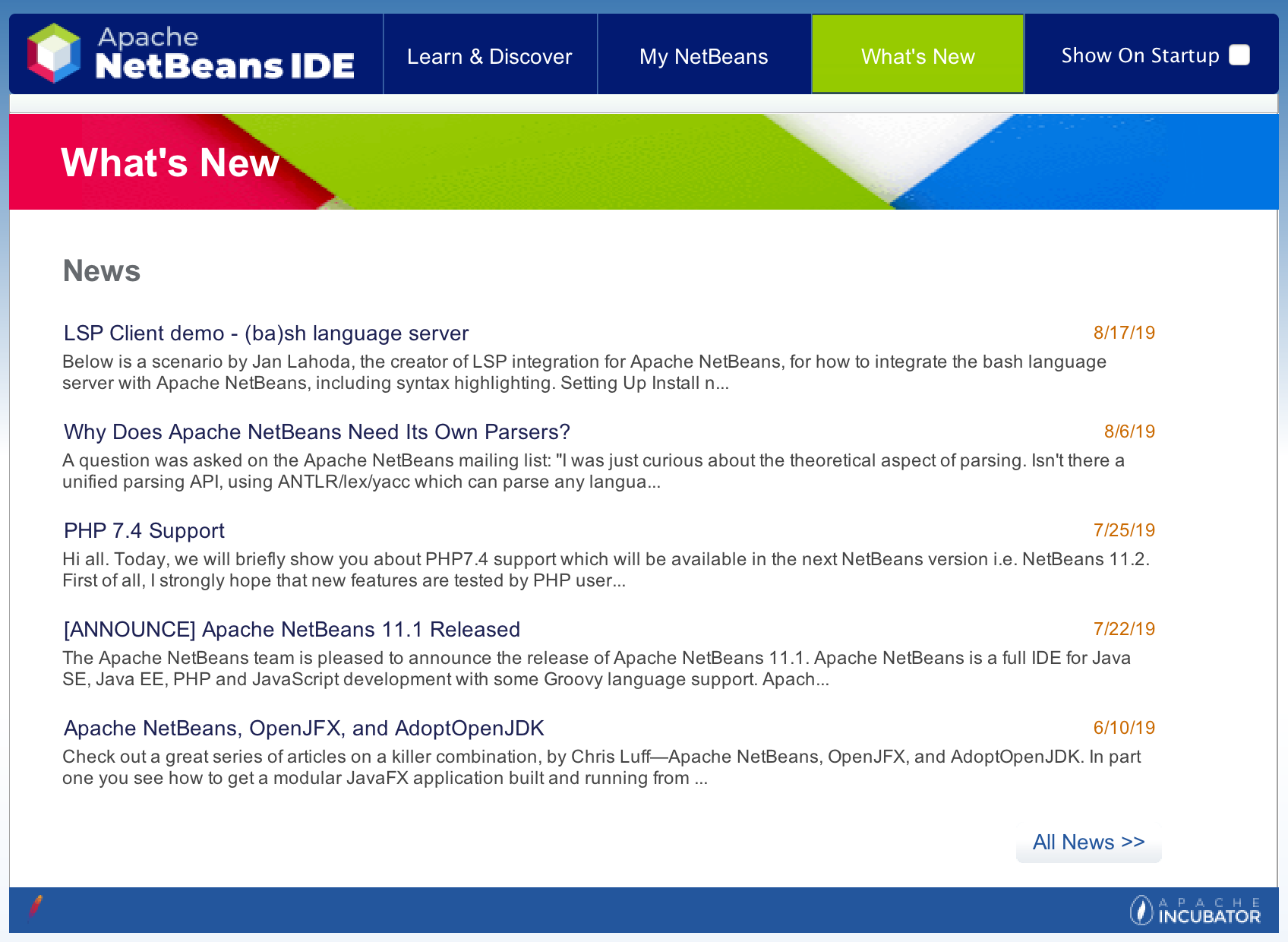 apache netbeans welcome new