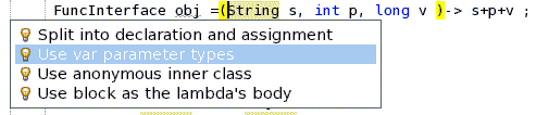 New Hint to convert variable type to 'var' for lambda parameters(JDK 11 and above)