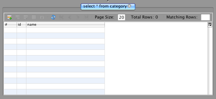 category table empty