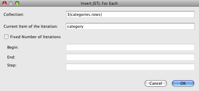 insert jstl for each