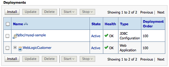 adminconsole deployments