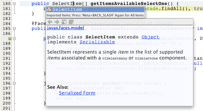 documentation select item