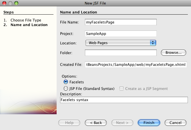 jsf file wizard