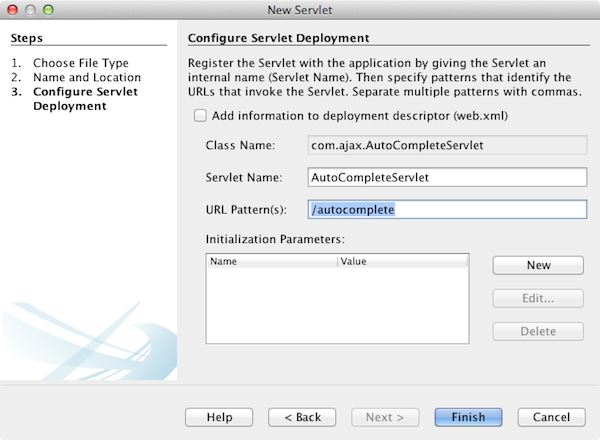 newservlet configure deployment